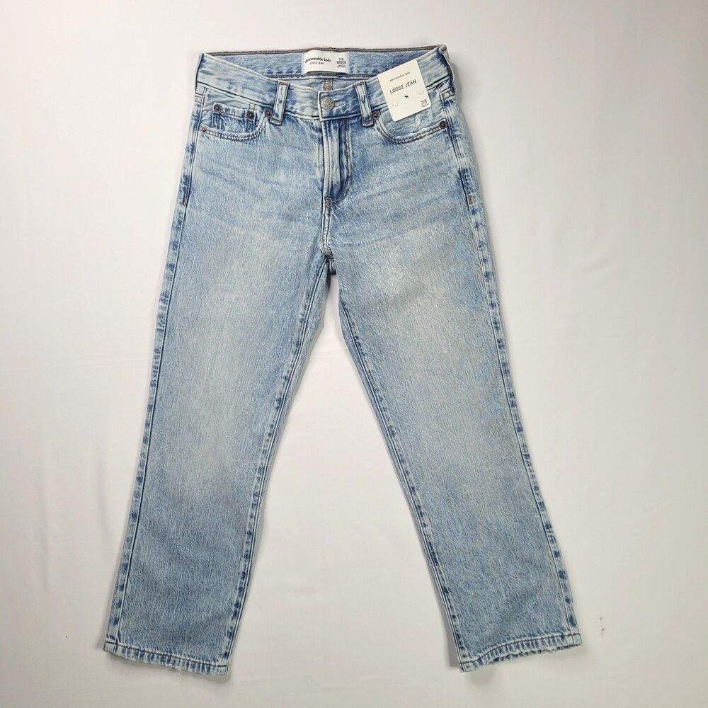 Abercrombie Kids Boys Loose Jeans Size 7/8 Regular Light Wash NWT Denim